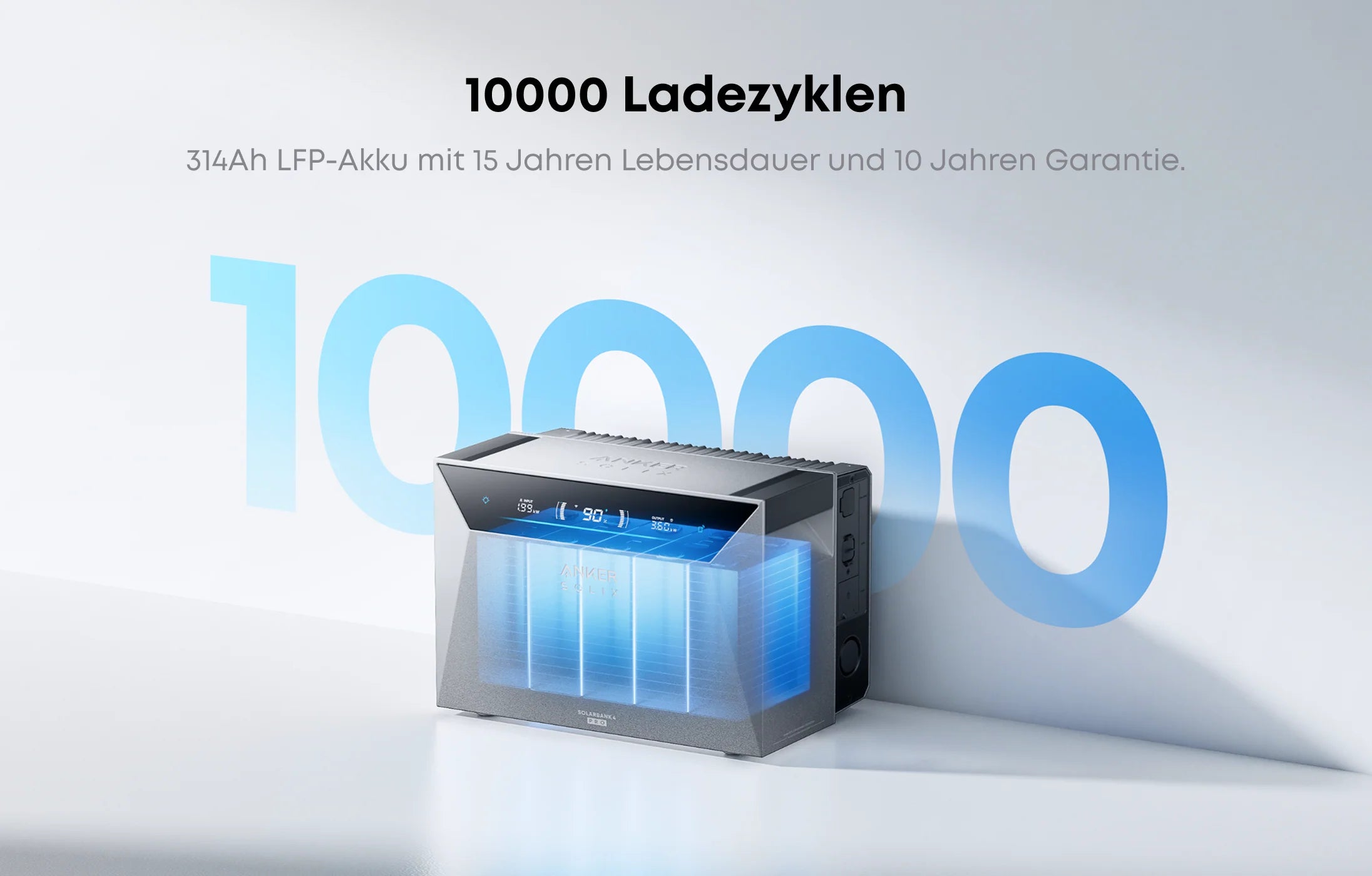 Anker Solarbank Ladezyklen 10000 - LFP-Akku mit 15 Jahre Lebensdauer und 10 Jahre Garantie-314Ah
