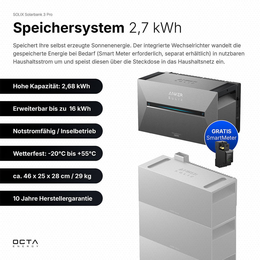 Bifaziales Full-Black-Solarmodul mit 450 Wp von Octa Energy