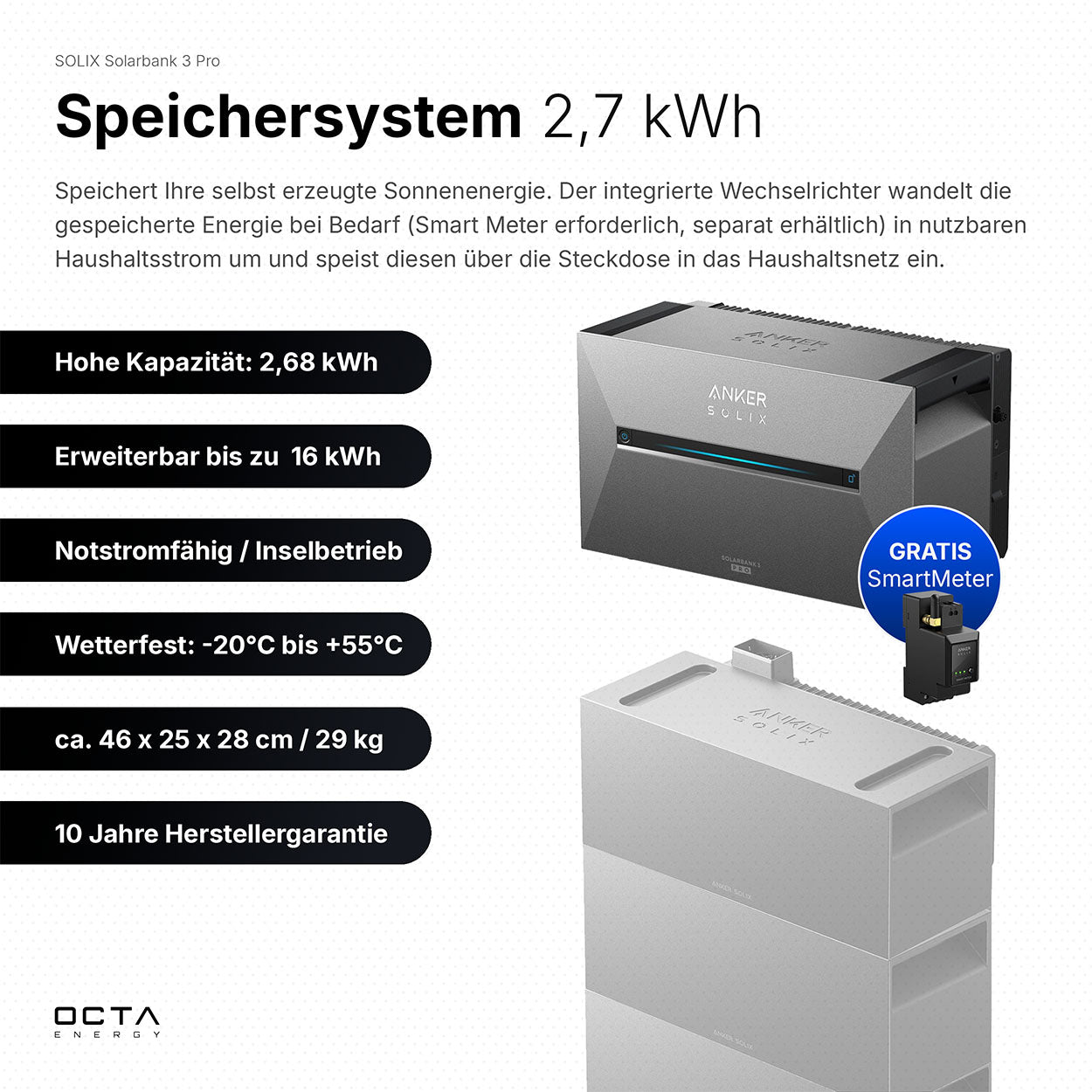 Octa SolarBalcony 8P XL | 4000 Wp | 2,7 kWh