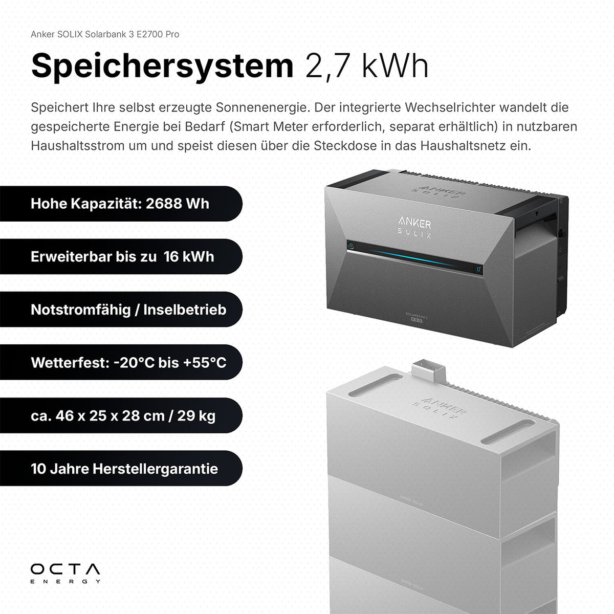 Octa SolarBalcony 2P | 900 Wp • 2,7 kWh